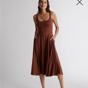 QuinceTencel Jersey Fit & Flare Dress Midi Dress Brown Small